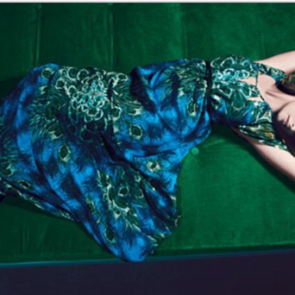 NWT Nicole Richie Blue Peacock 🦚 Print Maxi Dress